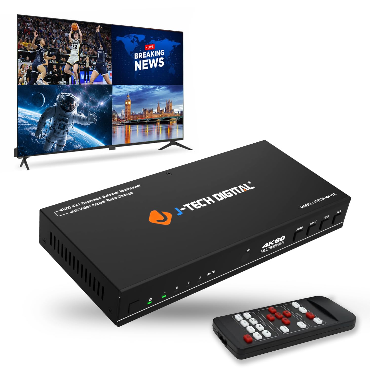 Buy 4x1 HDMI Multi-viewer & Seamless Switcher 4K 60Hz | 4 in 1 Out